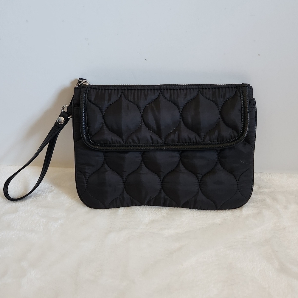 Cynthia Rowley Black Nylon Padded Quilted Large Wristlet Wallet